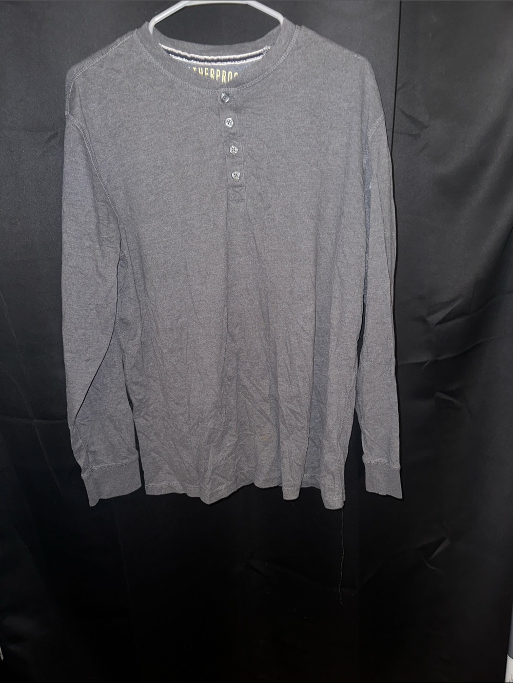 Men's Long-Sleeve Charcoal Henley Shirt